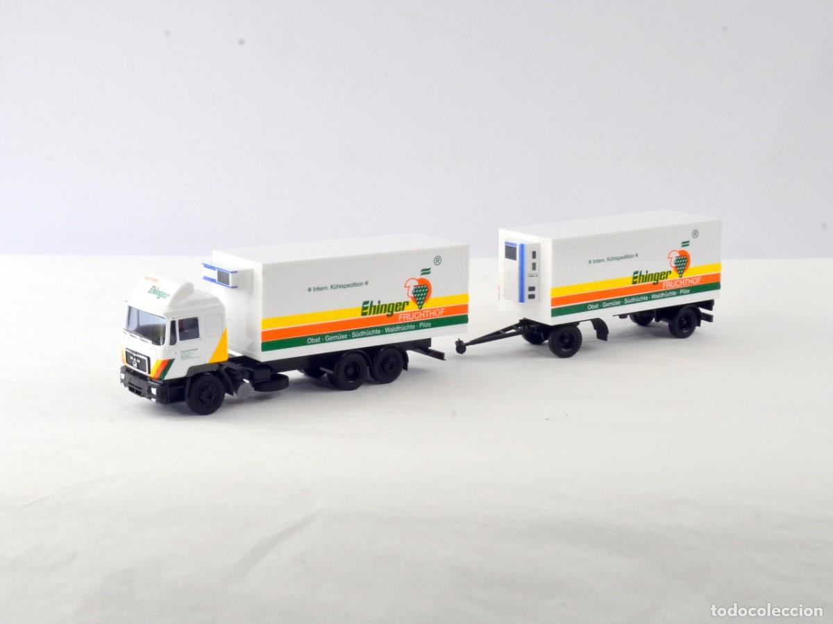 Coches a escala: AWM Escala 1:87 H0 Cami&oacute;n Frigor&iacute;fico MAN F90 con Remolque Ehinger