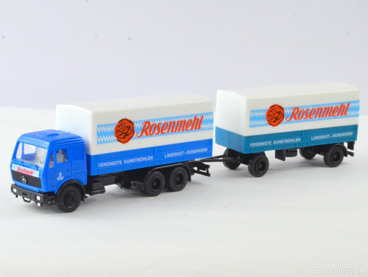 Coches a escala: Herpa Albedo Escala 1:87 H0 Cami&oacute;n Mercedes Benz NG con Remolque Rosenmehl con Caja