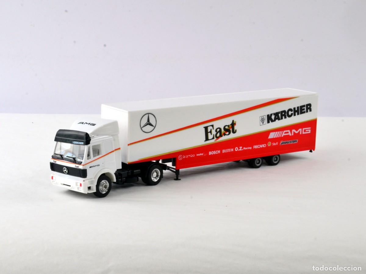 Coches a escala: Herpa Escala 1:87 H0 Cami&oacute;n Articulado Mercedes Benz SK East K&auml;rcher AMG Impecable con Caja