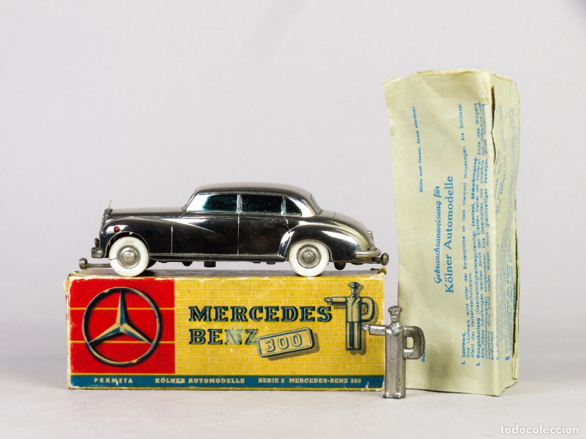 Coches a escala: Mercedes Benz 300 Prameta Germany gris met&aacute;lico a cuerda caja llave instrucciones a&ntilde;os 50 Funciona