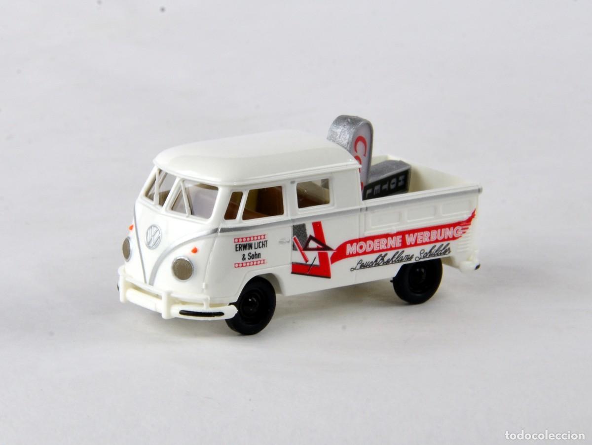 Coches a escala: Brekina TD Escala 1:87 H0 Volkswagen T1 b Camioneta Cabina Doble Moderne Werbung Impecable con Caja