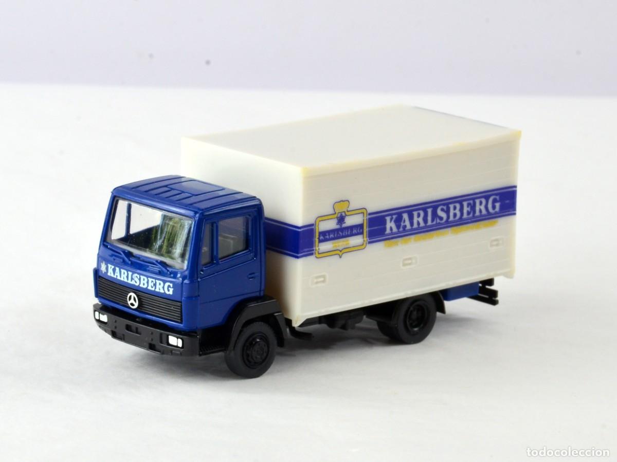 Coches a escala: Roskopf Escala 1:87 H0 Cami&oacute;n Mercedes Benz LN 2 814 Karlsberg Impecable con Caja