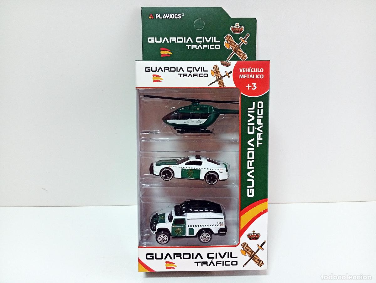 Coches a escala: SET 3 VEH&Iacute;CULOS GUARDIA CIVIL DE TR&Aacute;FICO PLAYJOCS GT-8043 1:64 APROX POLIC&Iacute;A POLICE PACK HELIC&Oacute;PTERO
