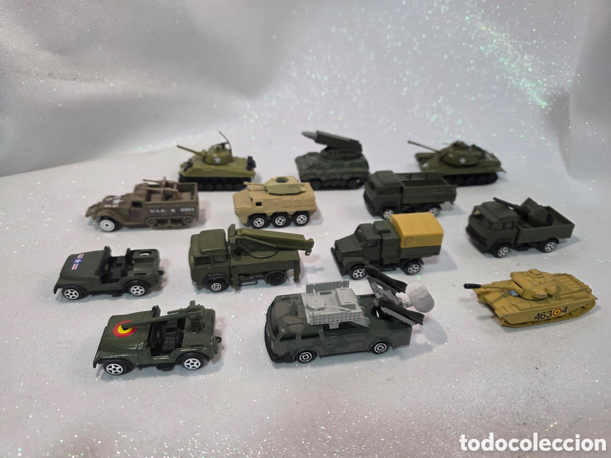 Coches a escala: Lote vehiculos militares guisval majorette clasicos