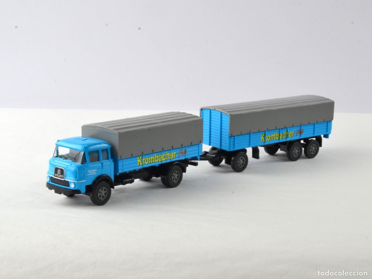 Coches a escala: Wiking Escala 1:87 H0 Krupp 806 con Remolque Krombacher Impecable con Caja