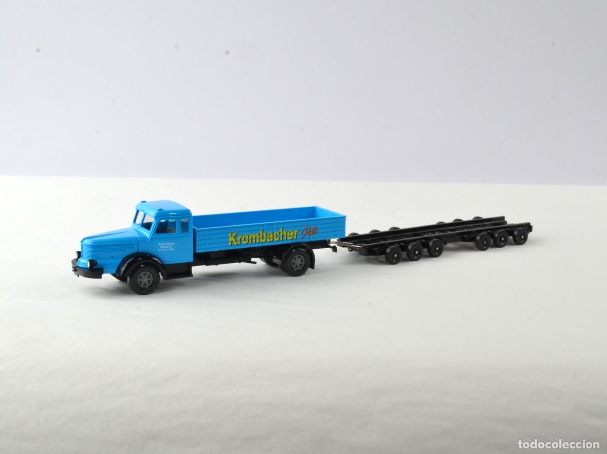 Coches a escala: Wiking Escala 1:87 H0 Krupp Titan con Remolque Culemeyer Krombacher Impecable con Caja