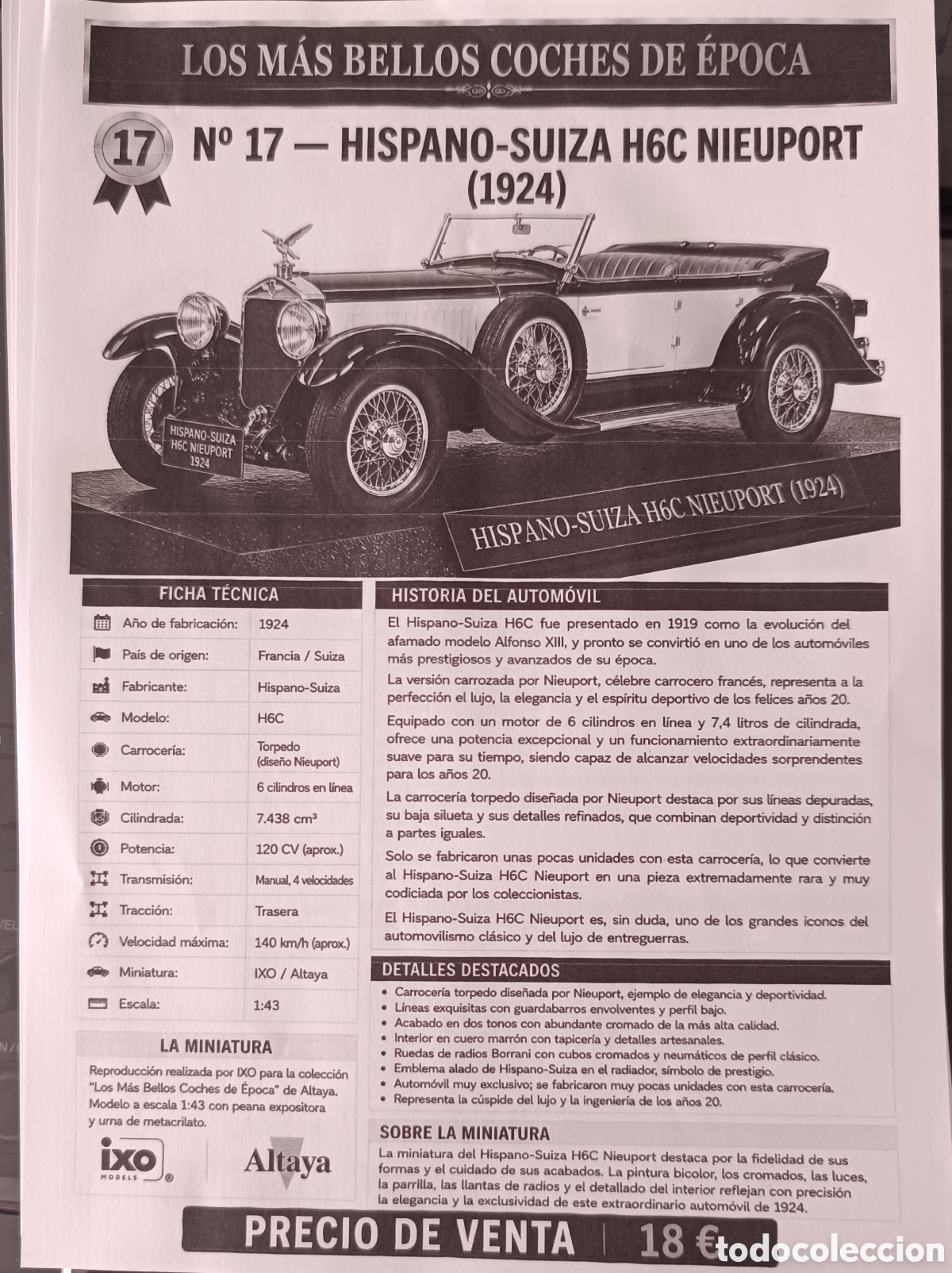 Coches: Coche de &eacute;poca. Hispano Suiza 1924 - Foto 5