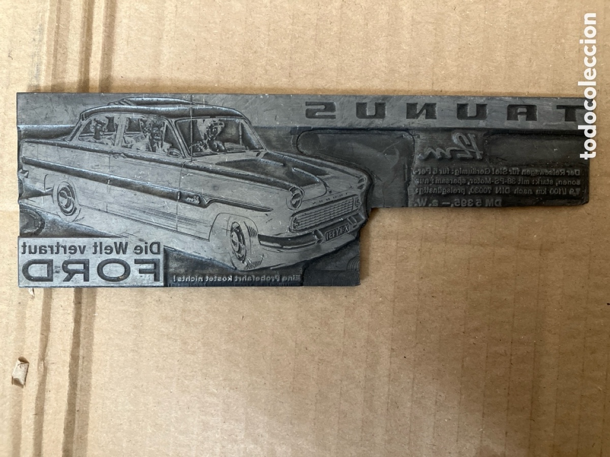 Coches: Ford taunus antiguo sello de imprenta - Foto 1