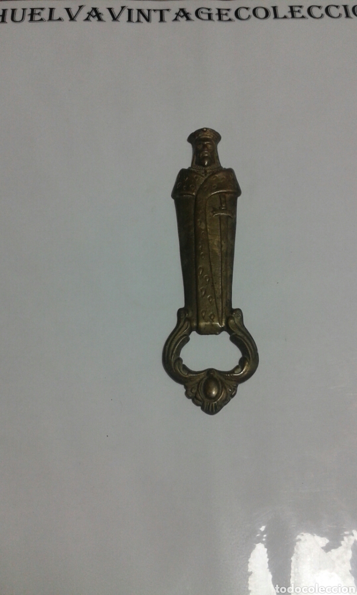 Abrebotellas y sacacorchos de colecci&oacute;n: Abridor de bronce con forma de rey, 16cm. - Foto 1