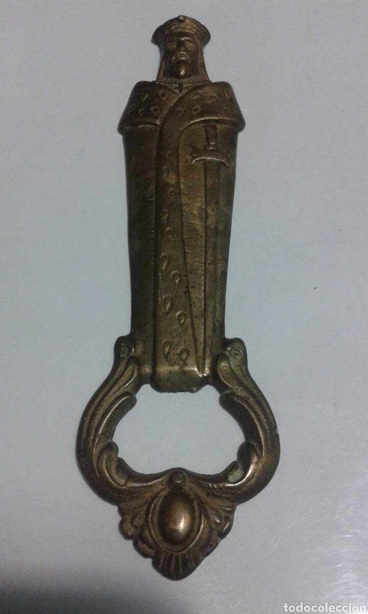 Abrebotellas y sacacorchos de colecci&oacute;n: Abridor de bronce con forma de rey, 16cm. - Foto 2