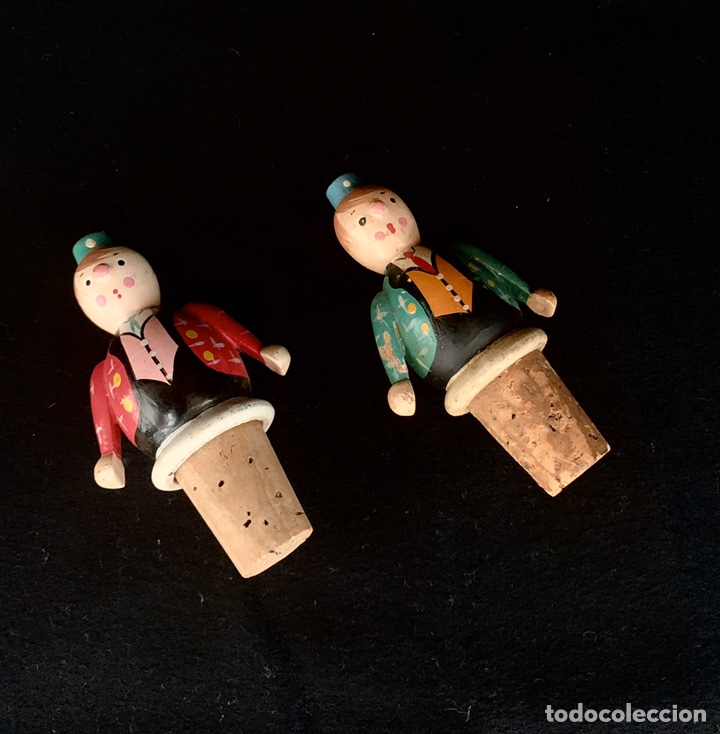 Abrebotellas y sacacorchos de colecci&oacute;n: Pareja de corchos de botellas de madera - Foto 6