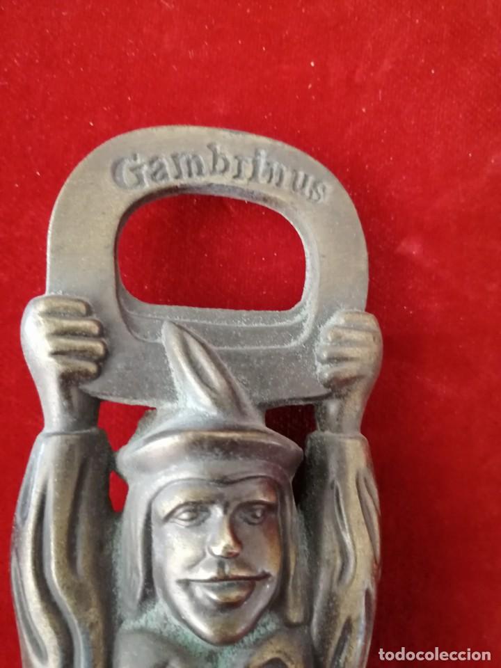 Abrebotellas y sacacorchos de colecci&oacute;n: Original abridor en bronce. Gambrinus. 16cm - Foto 2