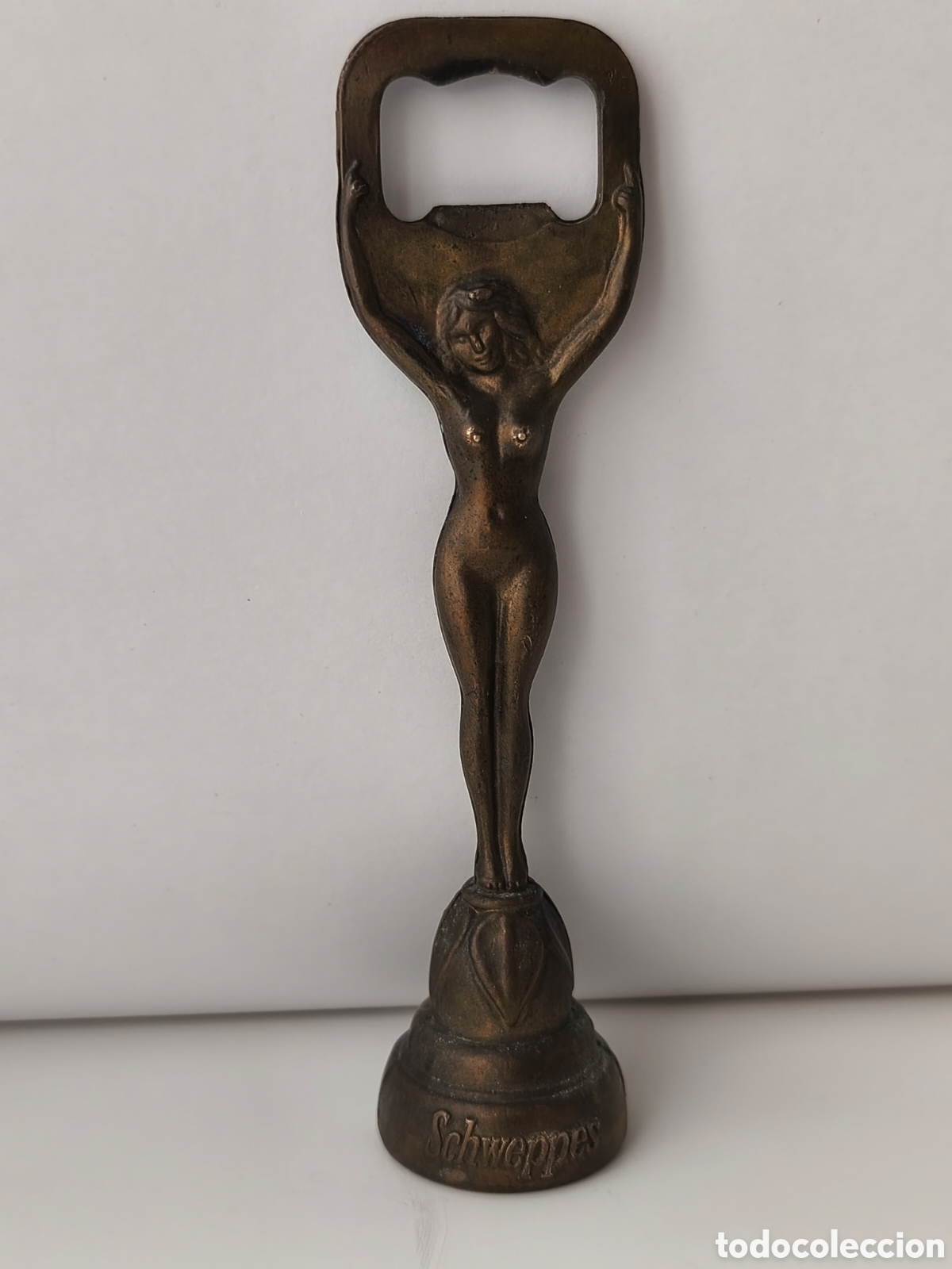 Abrebotellas y sacacorchos de colecci&oacute;n: Abrebotellas en bronce SCHWEPPES - Foto 1