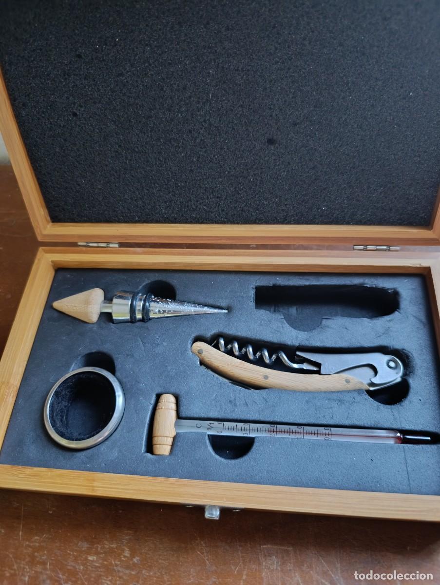 Abrebotellas y sacacorchos de colecci&oacute;n: Set para vino en caja de bambu - Foto 6
