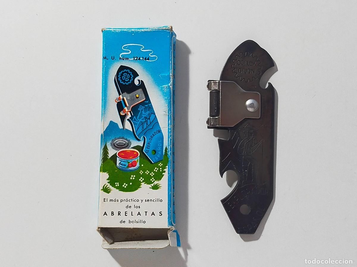 Abrebotellas y sacacorchos de colecci&oacute;n: Antiguo Abrelatas de bolsillo en caja original: EL EXPLORADOR ESPA&Ntilde;OL -Coflex, Gij&oacute;n (A&ntilde;os 60/70)