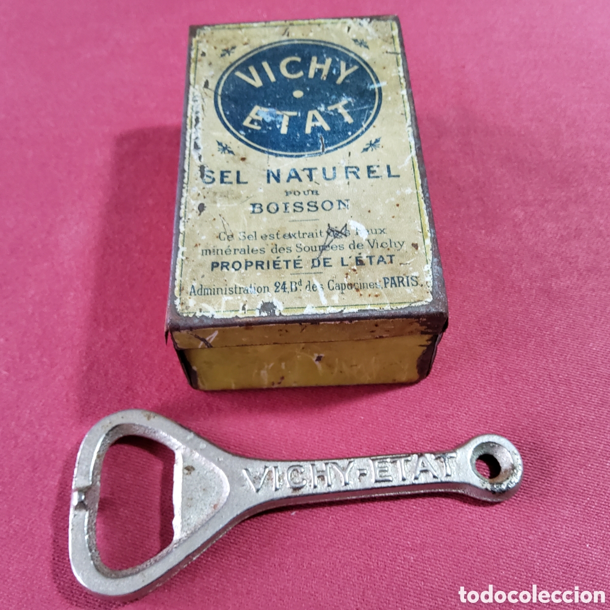 Abre-c&aacute;psulas e Saca-rolhas de cole&ccedil;&atilde;o: LATA Y ABREBOTELLAS VINTAGE DE VICHY ETAT, SEL NATUREL, PARIS