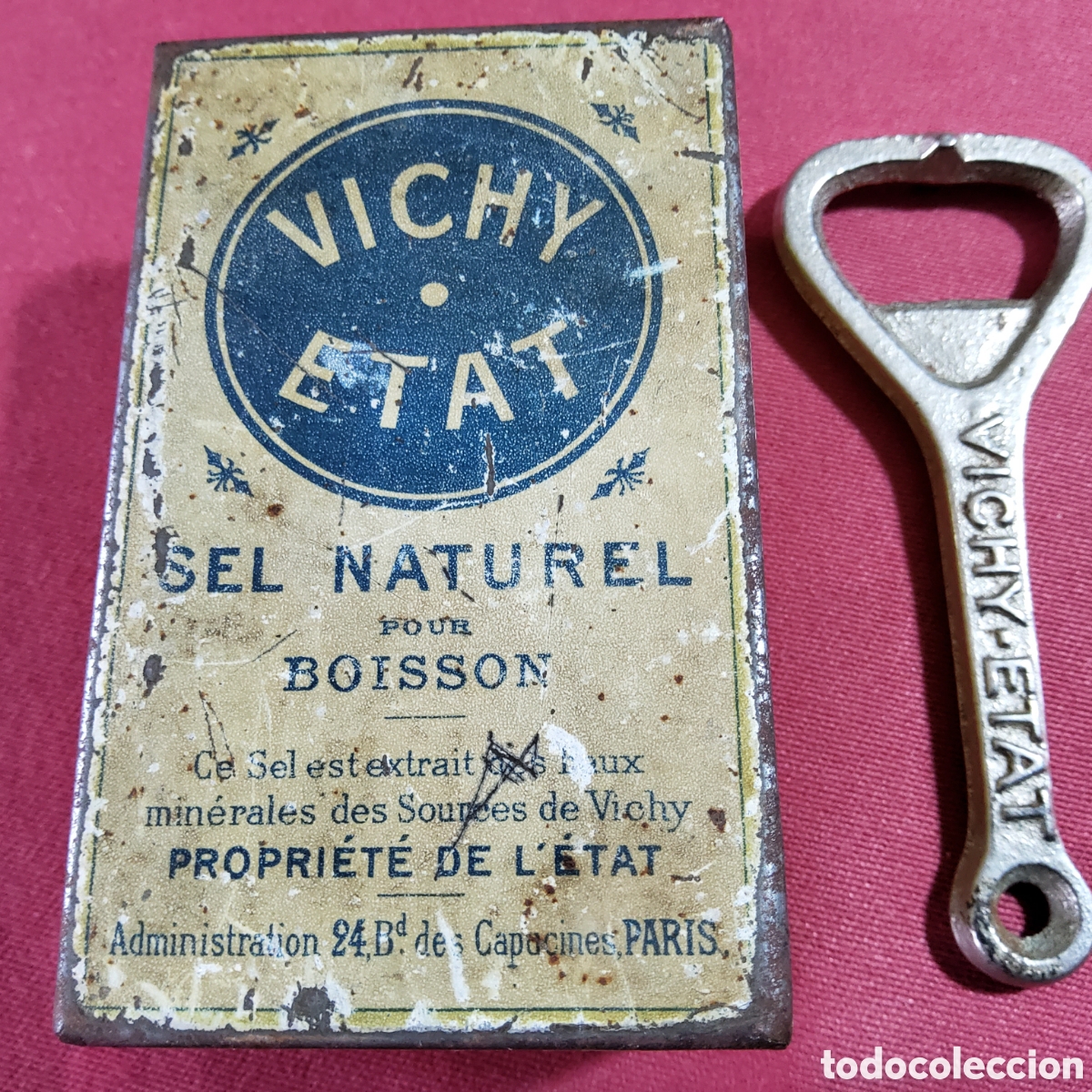 Abrebotellas y sacacorchos de colecci&oacute;n: LATA Y ABREBOTELLAS VINTAGE DE VICHY ETAT, SEL NATUREL, PARIS