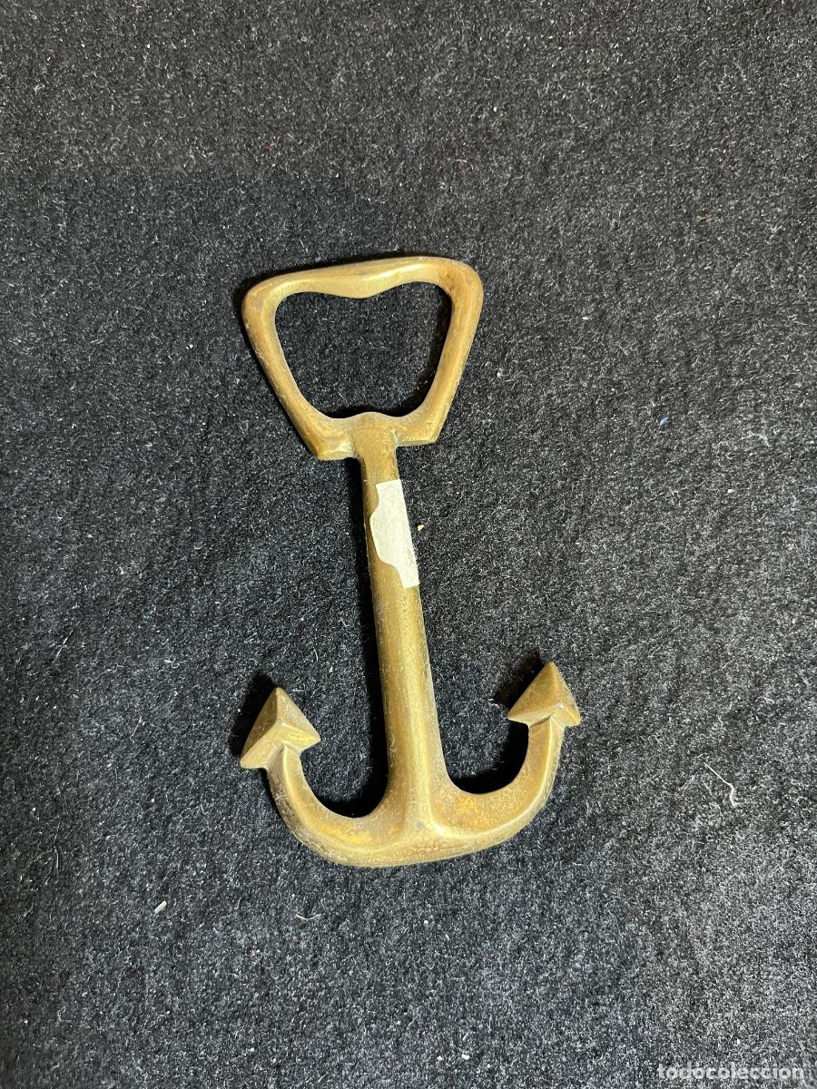 Apribottiglie e cavatappi di collezione: Abrechapas vintage de lat&oacute;n forma ancla n&aacute;utica abridor botellas marinero retro