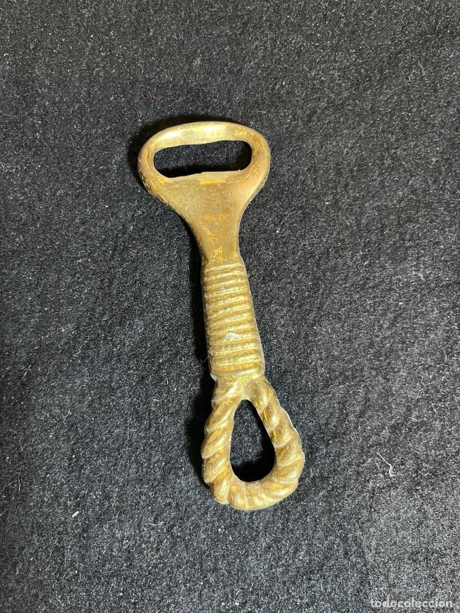 Apribottiglie e cavatappi di collezione: Abrechapas vintage de lat&oacute;n cuerda n&aacute;utica marinera abridor botellas retro naval Abrebotellas