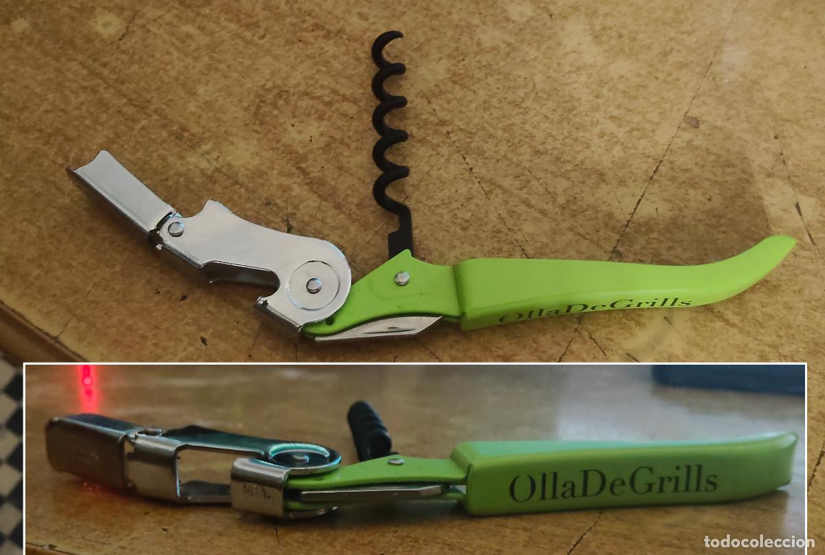 Abrebotellas y sacacorchos de colecci&oacute;n: Sacacorcho Destapador Descorchador Tirabuzon 2 Tiempos - publicidad vino Olla de grills