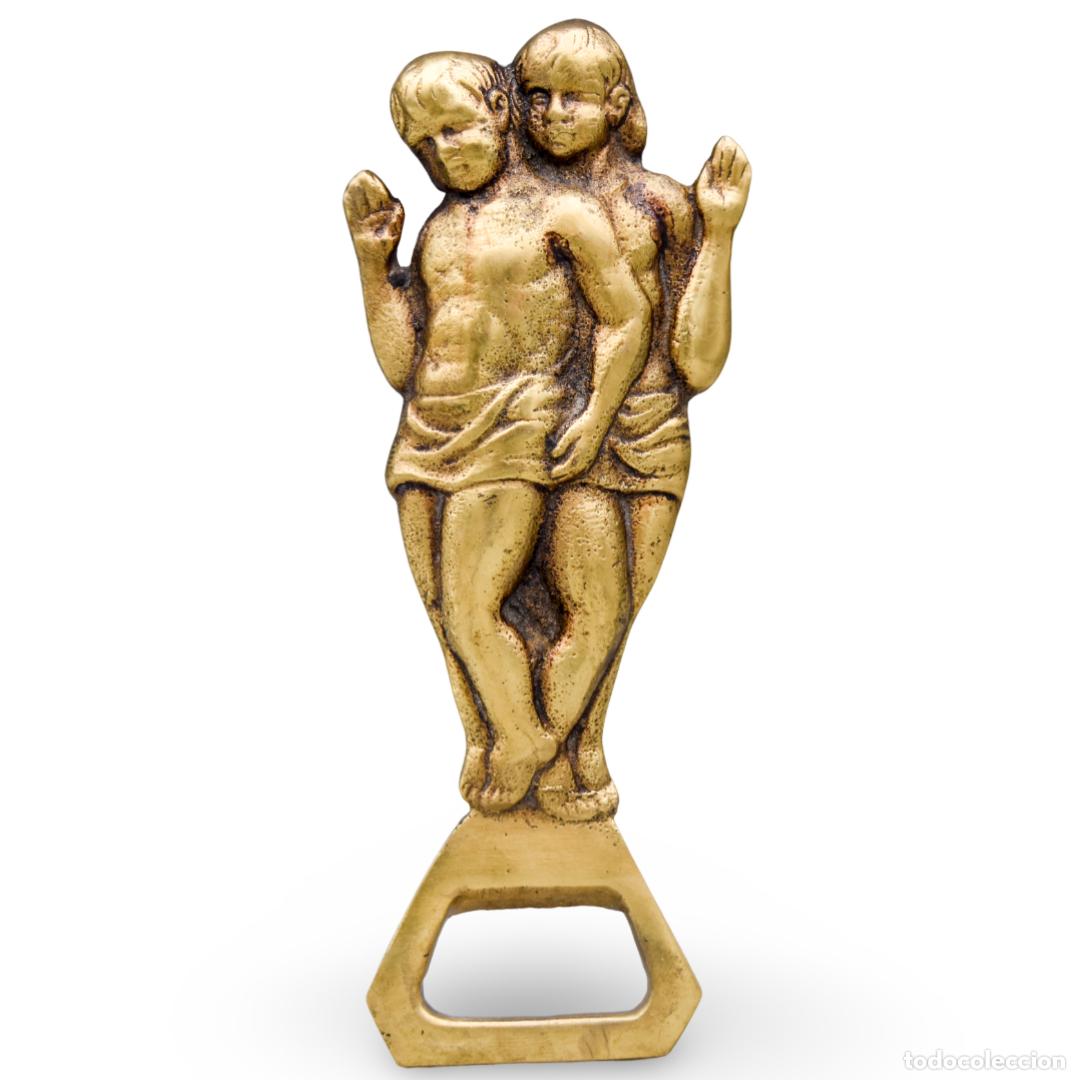 Abrebotellas y sacacorchos de colecci&oacute;n: Abridor de bronce antiguo - Foto 6