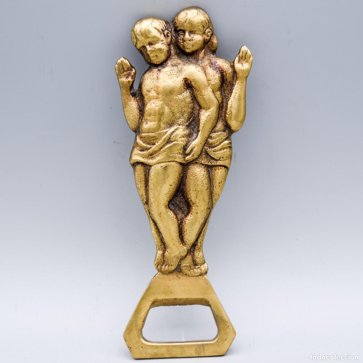 Abrebotellas y sacacorchos de colecci&oacute;n: Abridor de bronce antiguo - Foto 7