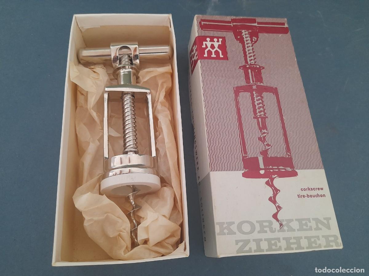 Abrebotellas y sacacorchos de colecci&oacute;n: Sacacorchos alem&aacute;n zwillingswerk j a henckels solingen, en su caja, sin usar, a&ntilde;os 70 aprox