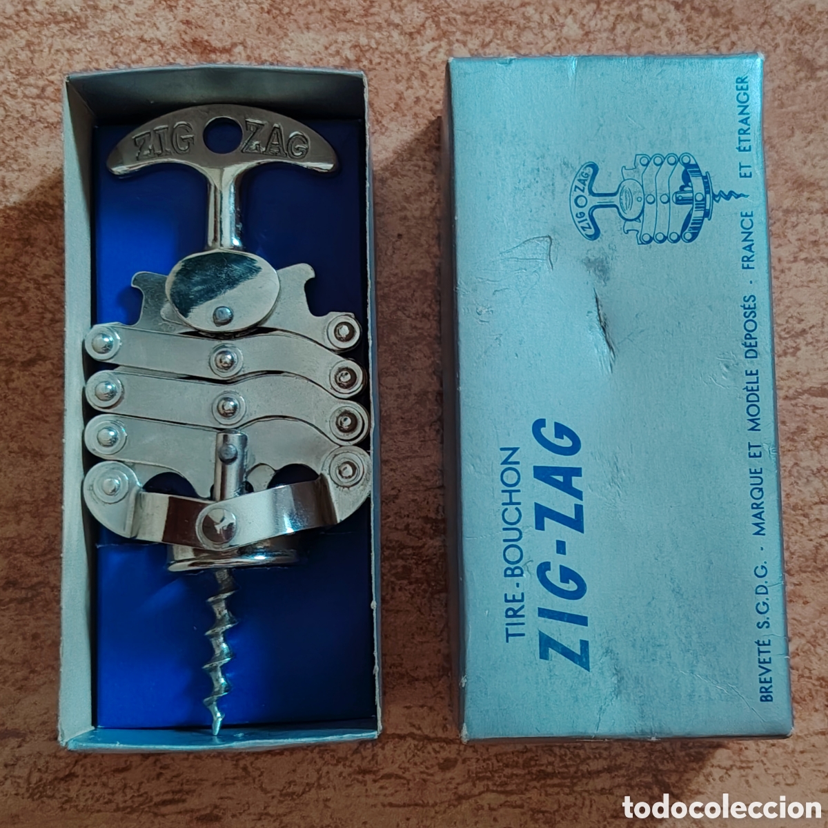 Abrebotellas y sacacorchos de colecci&oacute;n: Sacacorchos abrebotellas Zig Zag - Francia - BUEN ESTADO EN CAJA ORIGINAL DIFICIL RARO