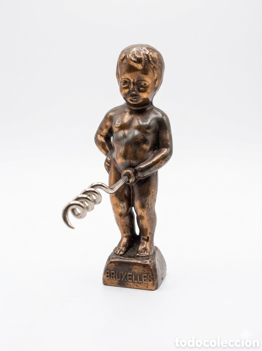 Abrebotellas y sacacorchos de colecci&oacute;n: Antiguo Sacacorchos Manneken Pis - Bronce / Lat&oacute;n Macizo - Bruselas, 12 cm - Vintage