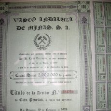 Coleccionismo Acciones Españolas: VASCO ANDALUZA DE MINAS S.A. - AÑO 1928. Lote 401514544