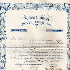 Coleccionismo Acciones Españolas: SOCIEDAD MINERA SANTA ENGRACIA SITA EN EL TERMINO DE CONGOSTRINA GUADALAJARA. 1850.