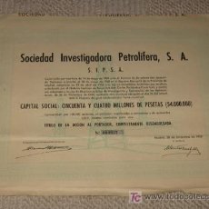 Coleccionismo Acciones Españolas: SOCIEDAD INVESTIGADORA PETROLIFERA, S.A. SIPSA, ACCIÓN DE 500 PESETAS. 1959. PETRÓLEO. Lote 25378103