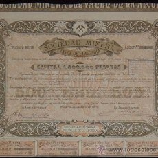 Coleccionismo Acciones Españolas: SOCIEDAD MINERA DEL VALLE DE LA ALCUDIA, CIUDAD REAL (1898)