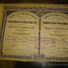 Coleccionismo Acciones Españolas: ACCION DE LA COMPAÑIA DE LOS FERROCARRILES ANDALUCES DE SEVILLA - JEREZ - CADIZ AÑO 1907