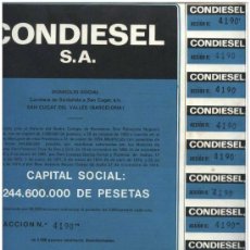 Coleccionismo Acciones Españolas: ACCION Nº 4190. CONDIESEL. SAN CUGAT DEL VALLES. CONSERVA 10 CUPONES . Lote 28855329