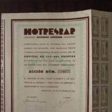Coleccionismo Acciones Españolas: ACCIÓN HOTRESBAR S.A. BARCELONA, 1934