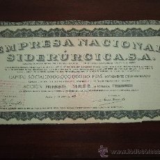 Coleccionismo Acciones Españolas: ACCIÓN EMPRESA NACIONAL SIDERÚRGICA S.A. MADRID, 1957.. Lote 30995944