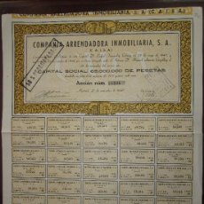Coleccionismo Acciones Españolas: ACCIÓN COMPAÑÍA ARRENDADORA INMOBILIARIA S.A. MADRID, 1946. Lote 30996033