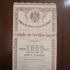 Coleccionismo Acciones Españolas: ACCIÓN BANCO DE CRÉDITO LOCAL DE ESPAÑA. CÉLULA DE CRÉDITO LOCAL. MADRID, 1949.. Lote 31276267