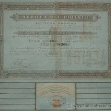 Coleccionismo Acciones Españolas: SOCIEDAD ANONIMA MINERA AURORA DEL PIRINEO, OGASSA / FREIXENET DE CAMPRODON - GIRONA / GERONA (1881). Lote 32210220