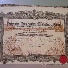 Coleccionismo Acciones Españolas: ACCIÓN COMPAÑÍA DE CONSTRUCCIONES HIDRÁULICAS Y CIVILES 1950