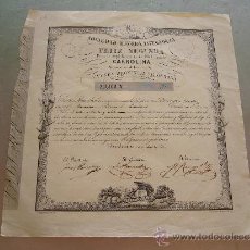 Coleccionismo Acciones Españolas: ACCIÓN SOCIEDAD MINERA TITULADA LA FELIZ SEGUNDA CARROLINA CULERA GERONA BARCELONA 1851. Lote 32889172