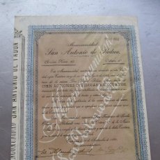 Coleccionismo Acciones Españolas: ACCIÓN DE LA MANCOMUNIDAD SAN ANTONIO DE PADUA MINAS CARTAGENA 1899