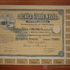 Coleccionismo Acciones Españolas: ACCIÓN ELÉCTRICA SIERRA NEVADA. GRANADA, 1940