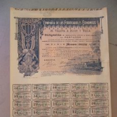 Coleccionismo Acciones Españolas: ACCIÓN COMPAÑIA DE LOS FERROCARRILES ECONÓMICOS DE VILLENA A ALCOY Y YECLA 1902