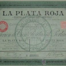 Coleccionismo Acciones Españolas: LA PLATA ROJA SOCIEDAD ANÓNIMA MINERA, HIENDELAENCINA - GUADALAJARA (1894)