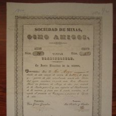 Coleccionismo Acciones Españolas: ACCIÓN SOCIEDAD DE MINAS OCHO AMIGOS. CARTAGENA, 1852