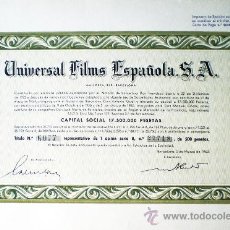 Coleccionismo Acciones Españolas: 1960.- ACCION DE 500 PTS. DE UNIVERSAL FILMS ESPAÑOLA, S.A. CAPITAL 17.500.000 PTS. (CINE). . Lote 37008981