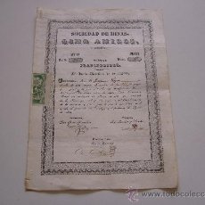 Coleccionismo Acciones Españolas: ACCIÓN SOCIEDAD DE MINAS OCHO AMIGOS CARTAGENA 1852