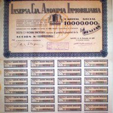 Coleccionismo Acciones Españolas: 1946.- ACCION DE 500 PTS. DE INSEPSA. CIA. ANONIMA INMOBILIARIA. COMPLETA CON 28 CUPONES